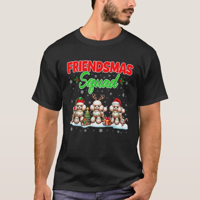 Friends Squad Christmas Three Santa Reindeer Elf P T-Shirt (Front)