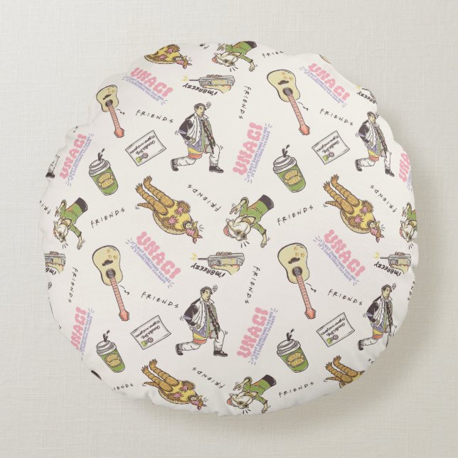FRIENDS™ Tan Cartoon Pattern Round Cushion (Front)
