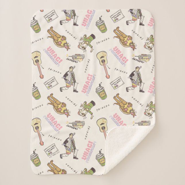 FRIENDS™ Tan Cartoon Pattern Sherpa Blanket (Front)