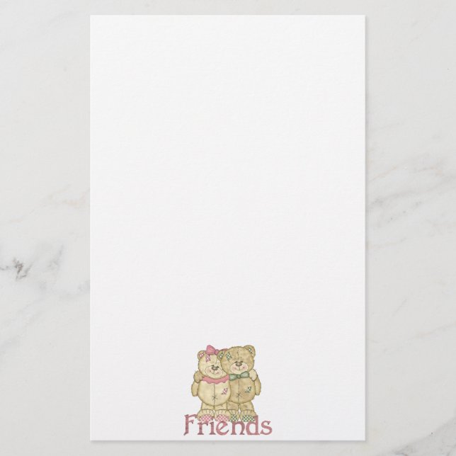 Friends Teddy Bear Pair - Original Colours Stationery (Front)