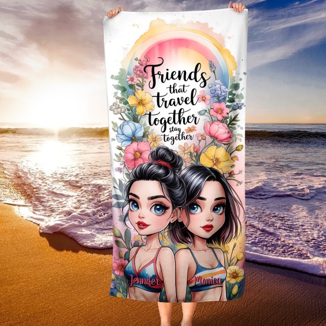 Friends That Travel Together Stay Together Custom Beach Towel (Creator Uploaded)
