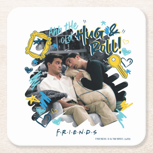 FRIENDS™ | The Old Hug & Roll Square Paper Coaster (Front)