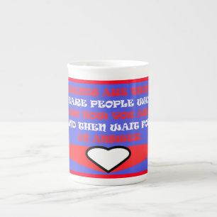 Friends themed design in red white and blue coffee bone china mug