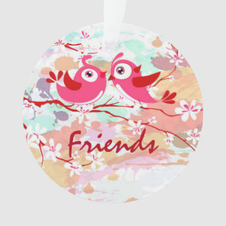 Friends Two Adorable Birds on a Branch Custom Ornament