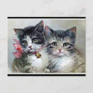 Friends, two cute kittens, postcard