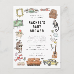 FRIENDS™ Watercolor Icons Baby Shower Postcard