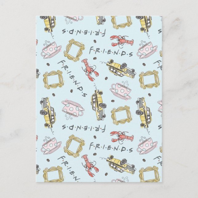 FRIENDS™ Watercolor Icons Pattern Invitation Postcard (Front)