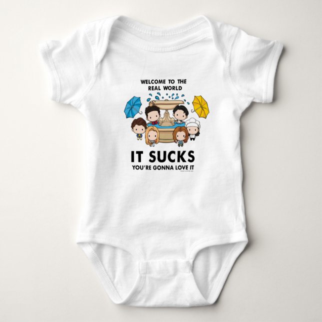 FRIENDS™ | Welcome to the Real World Chibi Baby Bodysuit (Front)
