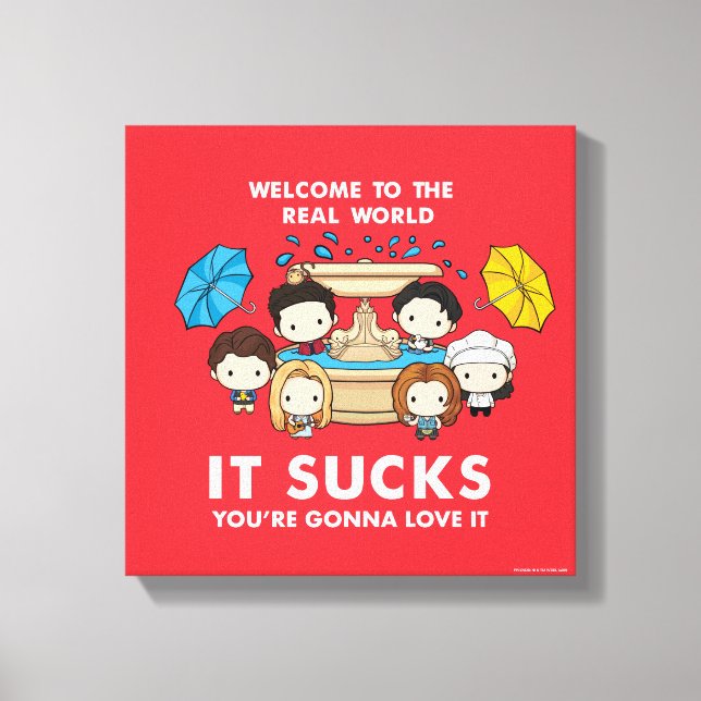 FRIENDS™ | Welcome to the Real World Chibi Canvas Print (Front)