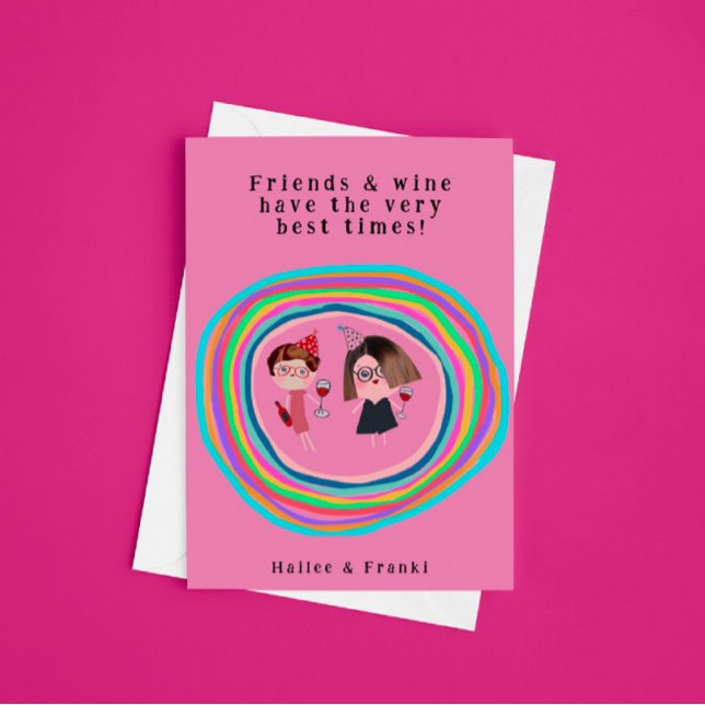Friends & Wine Birthday Card (Creator Uploaded)