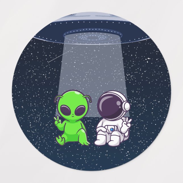 Friends with Aliens on a sticker or decal (Design 2)