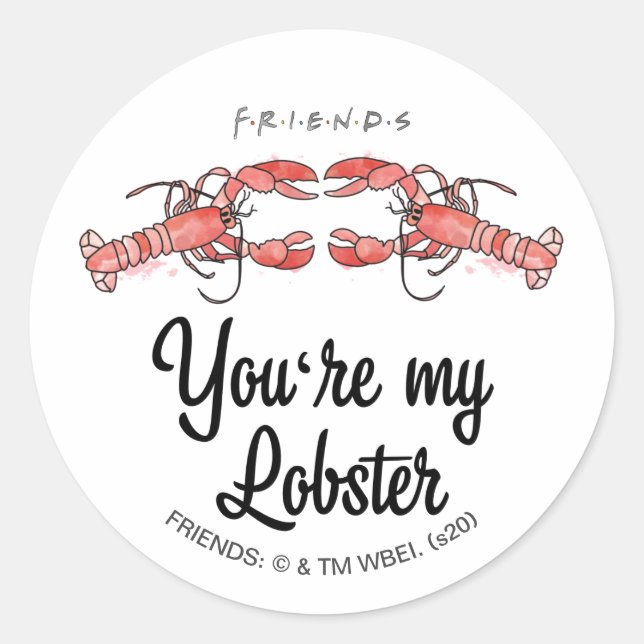 FRIENDS™ | You're my Lobster Watercolor Quote Classic Round Sticker (Front)
