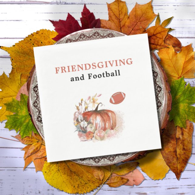 Friendsgiving and Football Thanksgiving Dinner Napkin (Creator Uploaded)