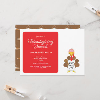 Friendsgiving Brunch Funny Turkey Thanksgiving Invitation