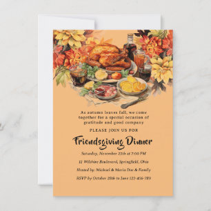 Friendsgiving Dinner Feast Turkey Invitation