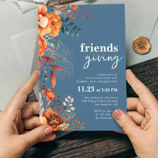 Friendsgiving dinner floral invitation