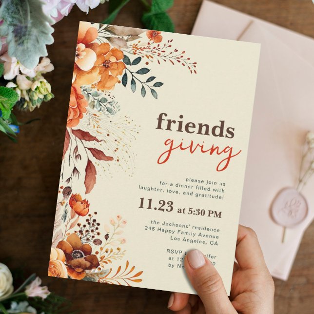 Friendsgiving dinner floral  invitation (Creator Uploaded)