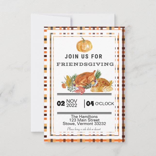 Friendsgiving Dinner Gathering Invitation (Front)