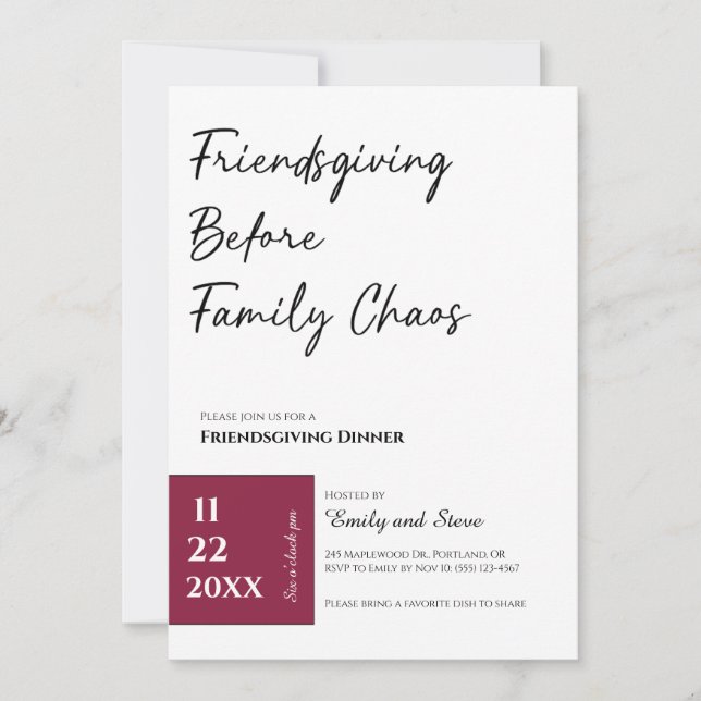 Friendsgiving Dinner Invitation (Front)