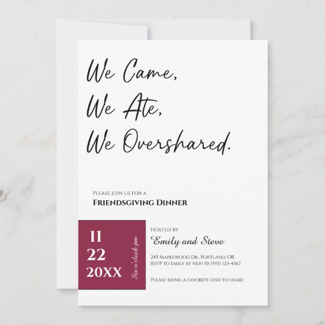Friendsgiving Dinner Invitation (Front)