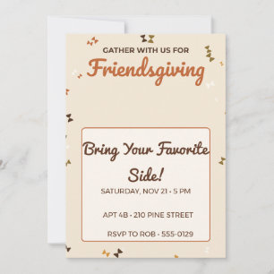 Friendsgiving Dinner Invitation Fall Leaves