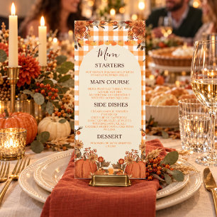 Friendsgiving Dinner Menu Card Fall Pumpkin
