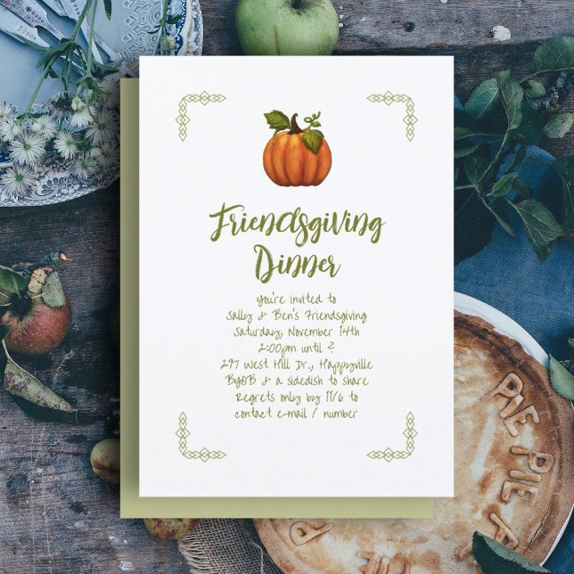 Friendsgiving Dinner Minimalist Pumpkin Invitation (Creator Uploaded)