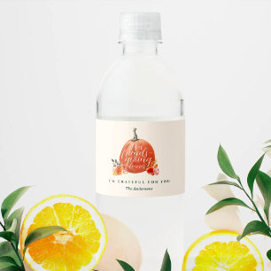Friendsgiving Dinner Orange Pumpkin Watercolor Water Bottle Label