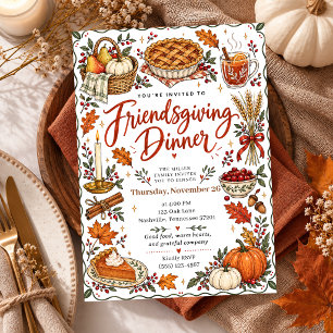 Friendsgiving Dinner Party Gathering Cosy Harvest Invitation