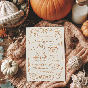 Friendsgiving Dinner Party Hand Drawn Doodle Fall Invitation