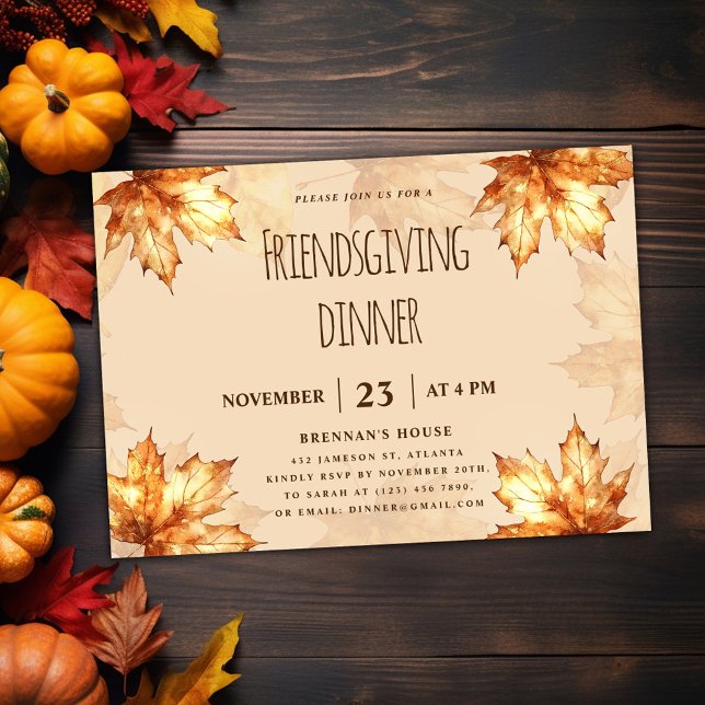 Friendsgiving Dinner Rustic Elegant Thanksgiving Invitation (Friendsgiving Dinner Rustic Elegant Thanksgiving Invitation)