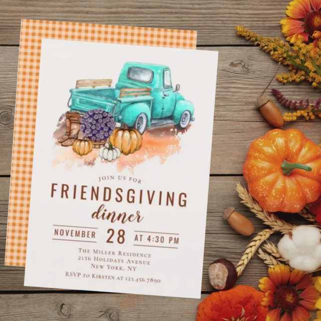 Friendsgiving Dinner Rustic Farm Truck Invitation (Creator Uploaded)