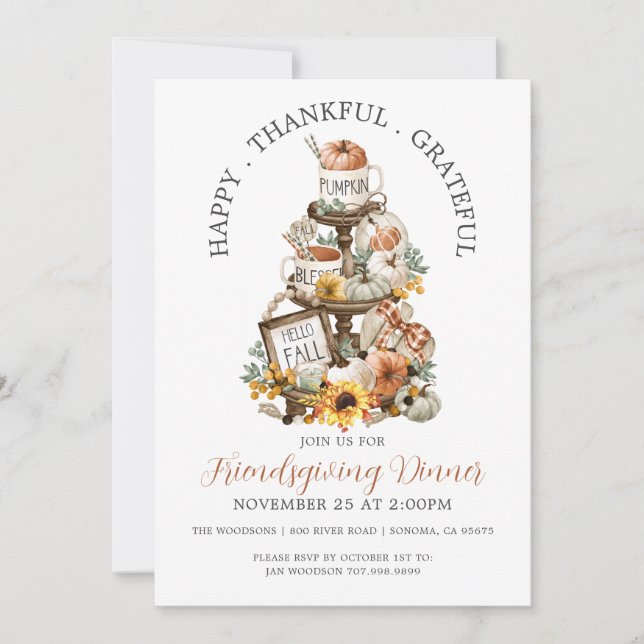 Friendsgiving Dinner Rustic Pumpkins Fall Invitation (Front)