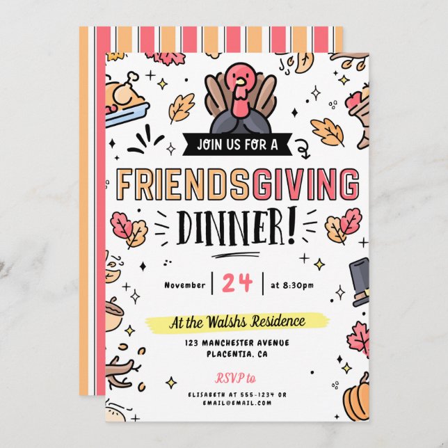 Friendsgiving Dinner Thanksgiving Invitation (Front/Back)