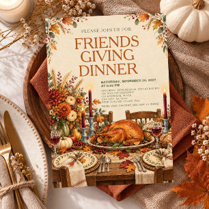 Friendsgiving Dinner Thanksgiving Potluck Party Invitation
