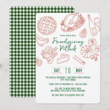 Friendsgiving Dinner Vintage Rustic Food Gingham