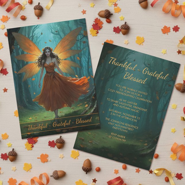 Friendsgiving Enchanted Autumn Fairy Party Invitation (Creator Uploaded)