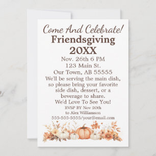 Friendsgiving Fall Autumn Thanksgiving Invitation