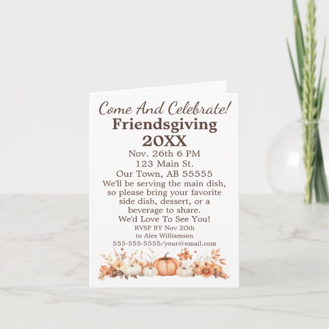 Friendsgiving Fall Autumn Thanksgiving Invitation (Front)