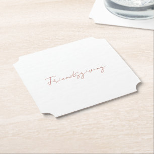 Friendsgiving Fall Cinnamon Text Thanksgiving  Paper Coaster