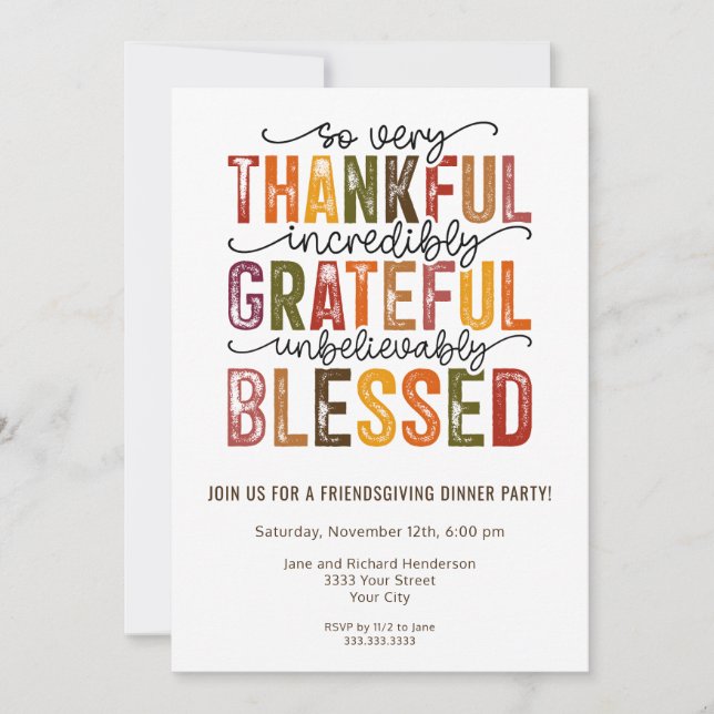 Friendsgiving Fall Dinner Party Invitation (Front)