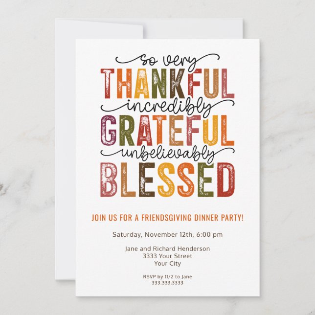 Friendsgiving Fall Dinner Party Invitation (Front)