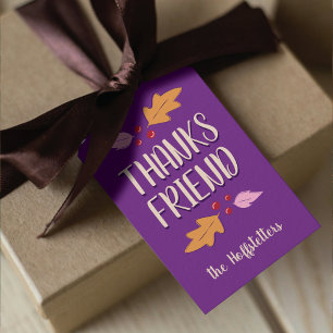 Friendsgiving Feast   Purple & Gold Gift Tags