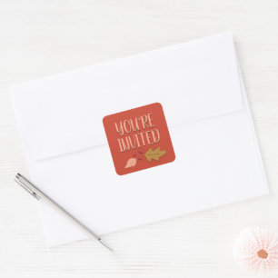 Friendsgiving Feast Red & Gold Envelope Seal