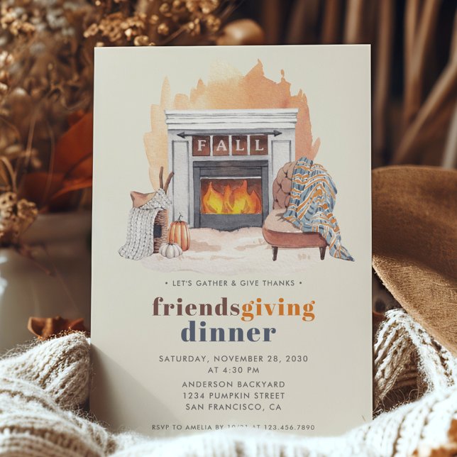 Friendsgiving Give Thanks Dinner Invitation (Creator Uploaded)
