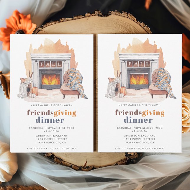 Friendsgiving Give Thanks Dinner Invitation (Creator Uploaded)