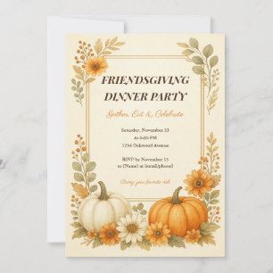 Friendsgiving Invitation and Matching Menu Card 