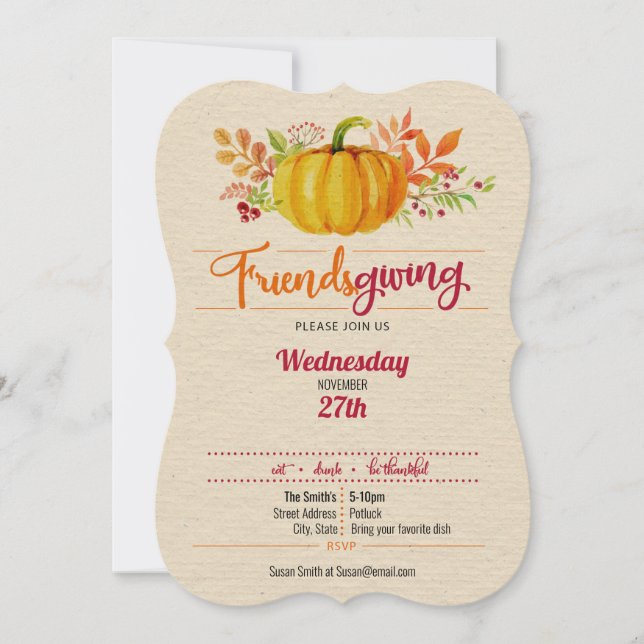 Friendsgiving Invitation for Potluck Thanksgiving (Front)