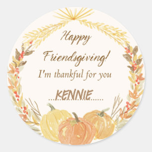 Friendsgiving Party Tableware Rustic Classic Round Sticker