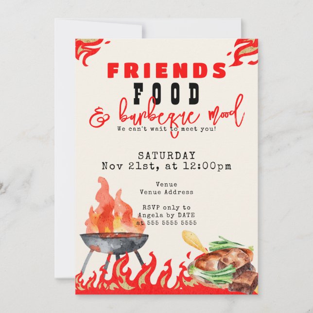 Friendsgiving Potluck BBQ Cook Off Thanksgiving Invitation (Front)